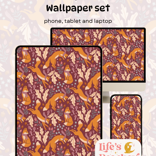 Cosy Fox Wallpaper Set: Phone, Tablet, Laptop (Digital Download)