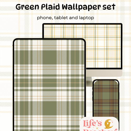 Green Plaid Wallpaper Set for Phone, Tablet, and Laptop (Digital Download)
