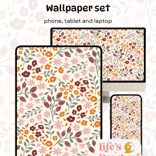 Cosy Cottage-core Floral Wallpaper Set: Phone, Tablet, Laptop (Digital Download)