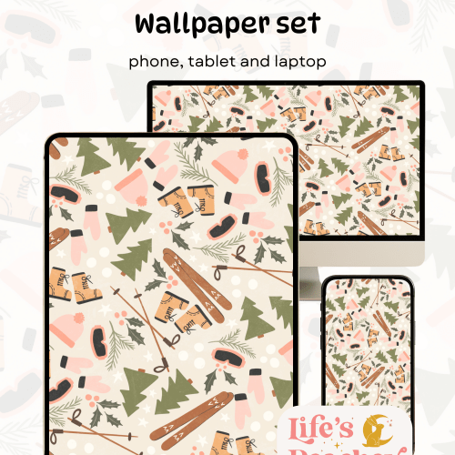 Ski Season wallpaper Set: Phone, Tablet, Laptop (Digital Download)