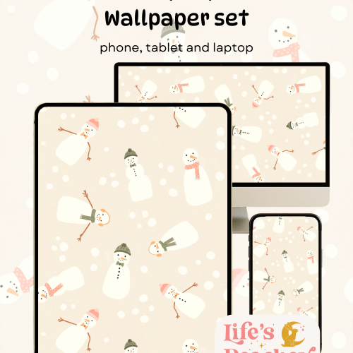 Neutral Snowman Wallpaper Set: Phone, Tablet, Laptop (Digital Download)