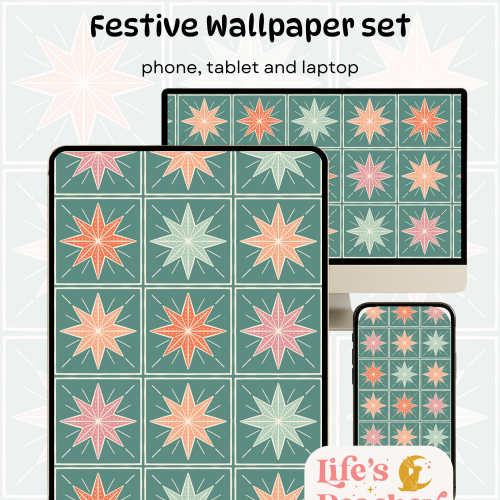 Star Tile Festive wallpaper Set: Phone, Tablet, Laptop (Digital Download)