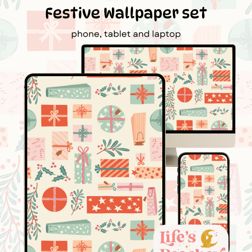 Present Time Festive wallpaper Set: Phone, Tablet, Laptop (Digital Download)