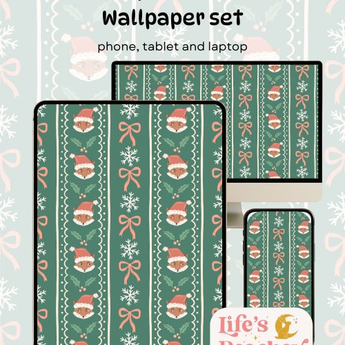 Cheeky Festive Fox Christmas Wallpaper Set - Christmas Pattern for Phone, Tablet & Desktop (Digital Download)