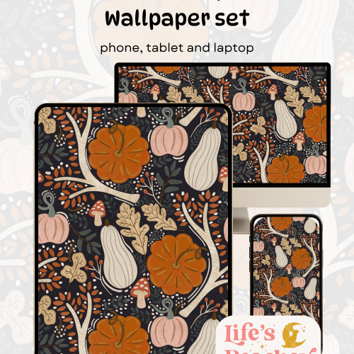 Autumn Pumpkin & Gourd Wallpaper Set: Phone, Tablet, Laptop (Digital Download)