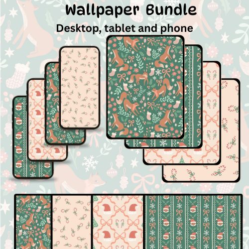 Festive Fox Wallpaper Bundle: Phone, Tablet, Laptop (Digital Download)