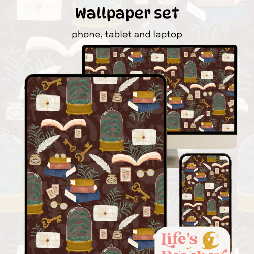 Dark Academia Wallpaper Set | Phone, Tablet & Laptop Bookish Digital Download for iPhone and Android