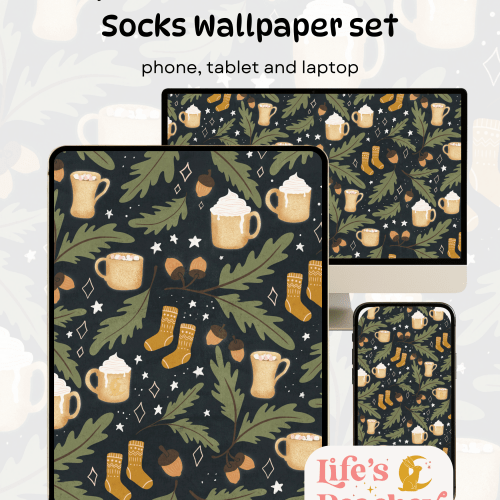 Cosy Autumn Hot Drinks Wallpaper: Cottagecore Phone, Tablet, Laptop (Digital Download)