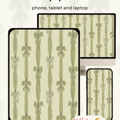 Green Bows Device Wallpaper Set (Digital for phone, tablet, desktop)
