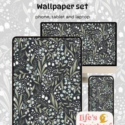 Midnight Meadow Floral Wallpaper Set: Phone, Tablet, Laptop (Digital Download)